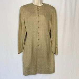 Vintage 80s Gillian Dress Womens 10 Career Office Tailored Herringbone Girl Boss